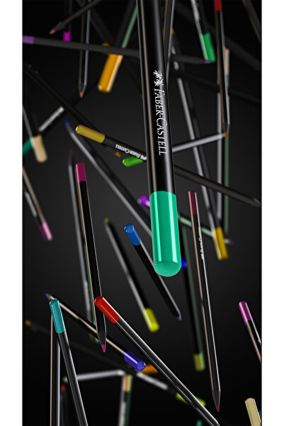 Faber Castell Black Edition renkli kalemler, 100'lü metal kutu, kırılmaz, çocuklar ve yetişkinler için