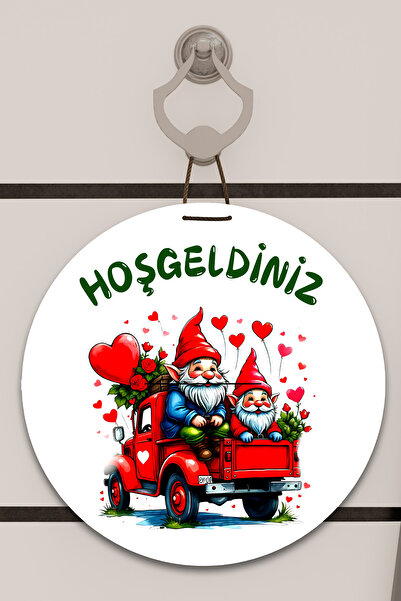 Dormot Home Ψηφιακή εκτύπωση λευκό, χαριτωμένο σχέδιο με νάνους, Στολίδι πόρτ...