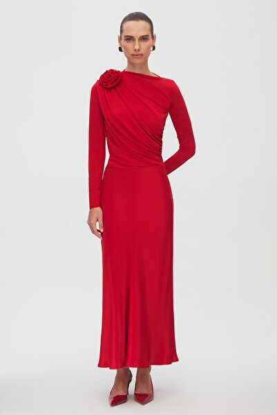 SHNWOMAN KIRMIZI SATEN ETEK