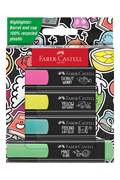 Faber Castell Fosforlu Kalem Seti 4'lü, Graffiti, 3 Farklı Çizgi Kalınlığı, Dayanıklı Mürekkep