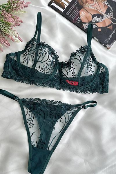 Moldina Σετ σουτιέν με πράσινο Brode Plus Size Πρωτοχρονιάτικο Ημέρα του Αγίου Βαλεντίνου