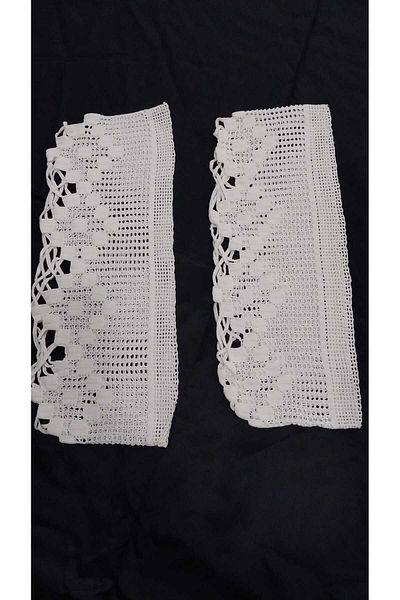 Papatyam Hand Knitted Crochet 2 Pieces (40X18) Pillow Head Handmade Lace/Vintage/Dowry Lace/Cotton Rope