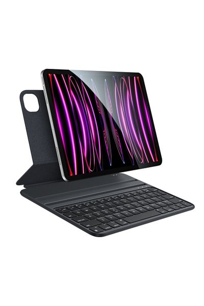Yesido حافظة جلدية مزودة بمشبك مزدوج الجوانب ولوحة مفاتيح مغناطيسية من Yesido لجهاز iPad Pro 11 2022 / Air 10.9 2022 (أسود)