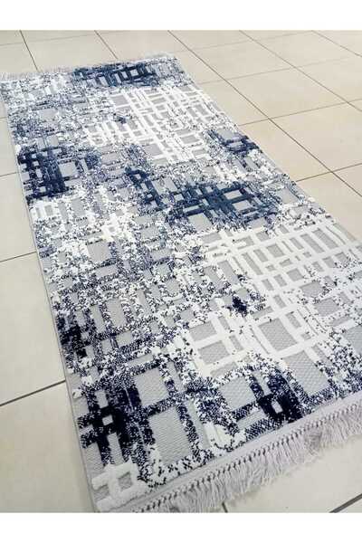 KARAR HALI 100 X 200 ÖLÇÜSÜNDE KAHVE-LACİVERT RENKLERİNDE MODERN BOHEM TARZ Y...