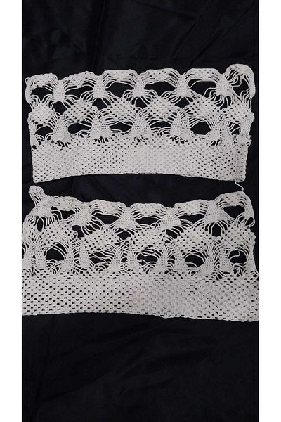 Papatyam 2Pcs Hand Knitted Crochet Sequence (37X19) Pillow Head Handcrafted Vintage Lace / Dowry