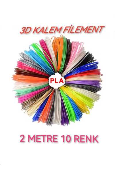 dvrktasarım Divrak3d Filament Pla 1.75mm Pla 10 Renk X 2 Metre 3 Boyutlu Kale...