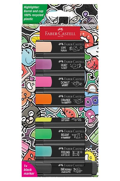 Faber Castell Graffiti Highlighter Set 8 Water Based Ink 3 Different Line Thickness Durable Ink