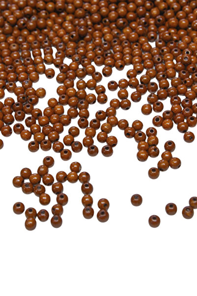 Serhat Aksesuar ve El İşçilik 5 ملم خرزة خشبية بنية فاتحة 50 جرام