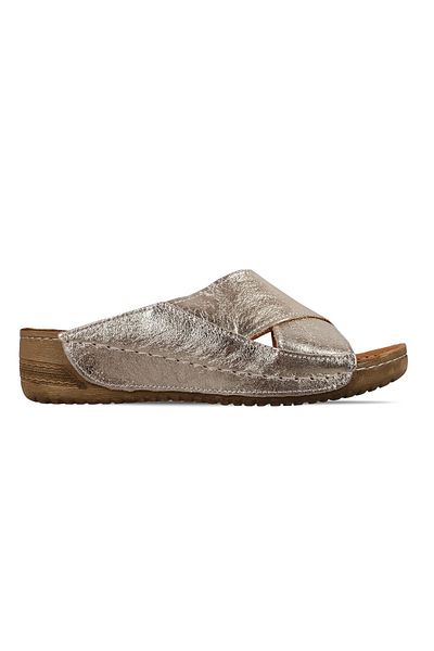 Lal Shoes & Bags Чехли Darlen от естествена кожа с кръстосани презрамки - Златни