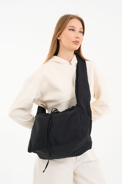 fluffy Geantă de umăr din piele intoarsa neagra / Geanta de umar pentru femei din piele intoarsa potrivita pentru utilizare in cruce neagra (50*30)
