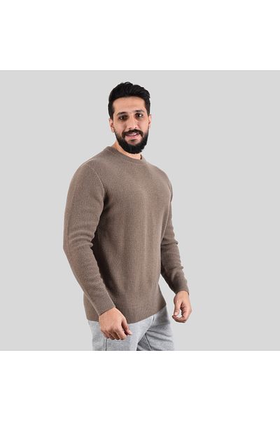 Giordano Men's Waffle Crew Neck Long Sleeve Pullover