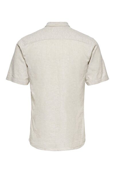 Only & Sons Onscaiden Ss Solid Linen Shirt Noos Men's Brown Kk Shirt - 22009885