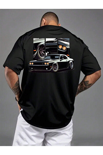 Revasser Unisex Erkek/Kadın DODGE Renkli Özel Baskılı Oversize Pamuklu Bisikl...