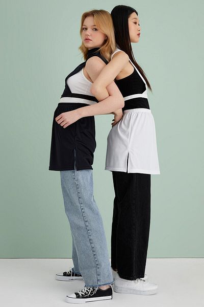 mirach 2-Pack Slit Inner Skirt Set - Black And White