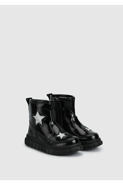 Kiddo Black Leather Girls' Boots