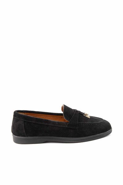 Bambi Damen-Loafer-Schuhe aus schwarzem Wildleder und echtem Leder K 01274225302
