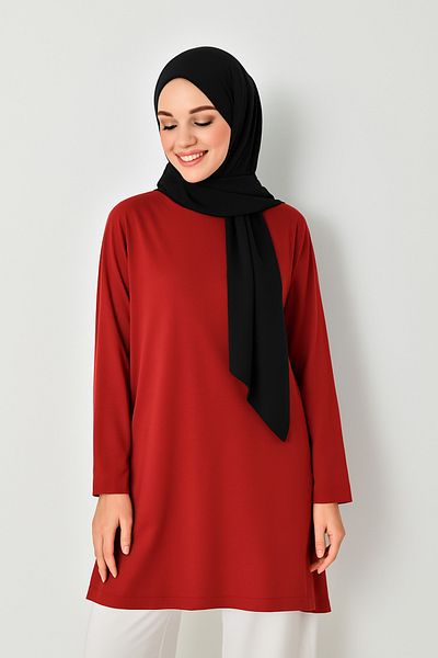 mirach 2-Piece Cotton Combed Tunic and Blouse T-Shirt Bandana Set - Long Sleeve, Sweat-Proof Thin