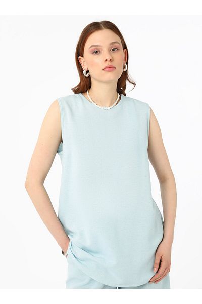 Refka Set din două piese pantaloni tunică din in - Albastru - Refka