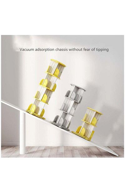 COOYA 4-layer rotating display bookshelf,multi-shelf design,stable and durable,easy to install,yellow