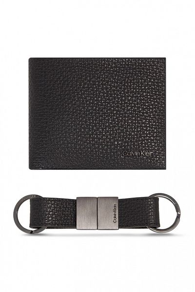 Calvin Klein Ck Gs Minimalism Bifold Wallet and Keychain Set K50K511023