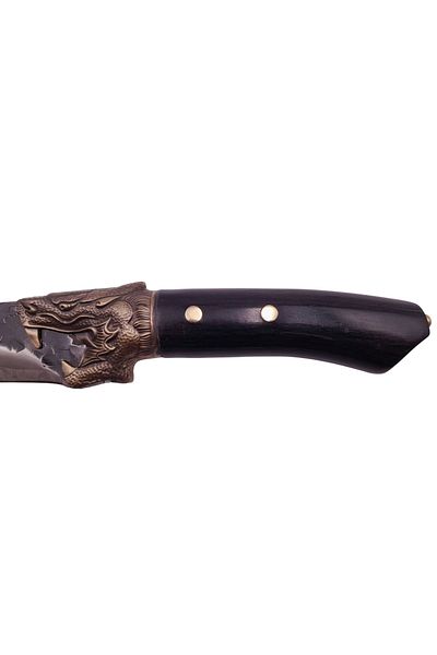 Depox Cuțit de bucătărie IdeallStore®, Dragon Breath, oțel inoxidabil, mâner din lemn, 33 cm, negru