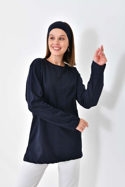 mirach 4-Pack Tunic Bandana Suit Set Navy Blue and Red Bonnet Suit Hijab Tunic Combed Cotton Oversize