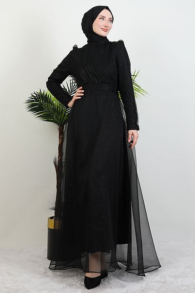 Giza Giyim Alara Hijab βραδινό φόρεμα μαύρο