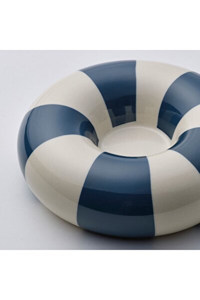 IKEA TRÄDSTAM Tealight holder, dark blue/white, 4 cm