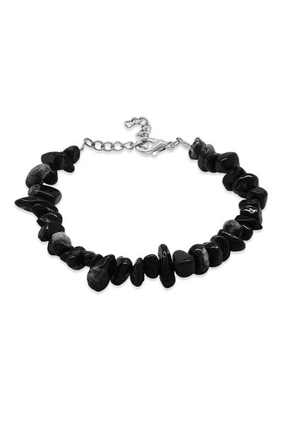 Tesbihane Natural Cut Solomon Agate Natural Stone Women's Bracelet with Metal Chain