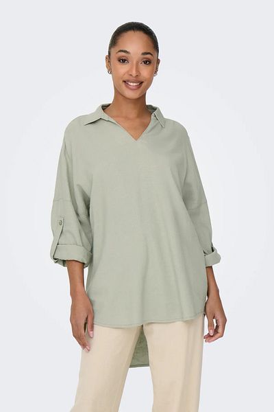 ONLY Only Women's Onlcaro Short Front Long Back Linen Tunic 15338898   Green