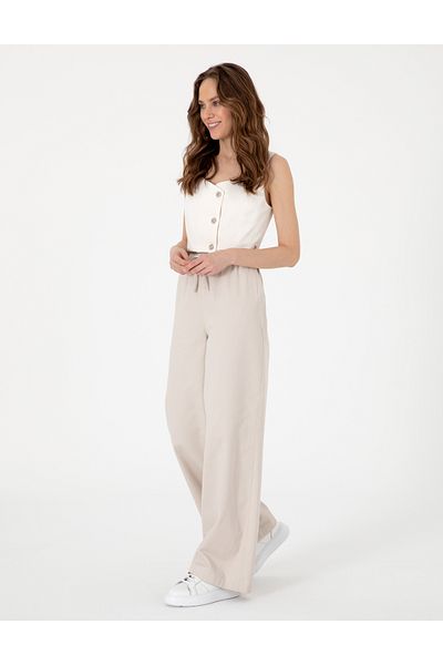 Pierre Cardin Beige High Waist Loose Fit Trousers 50313136-Vr011