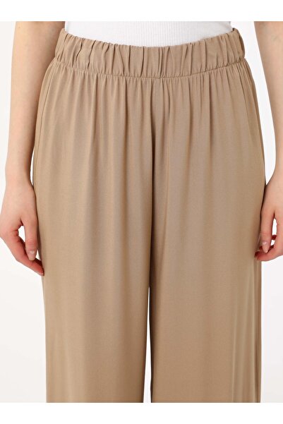 Refka Beli Lastikli Viskoz Pantolon - Bej - Refka