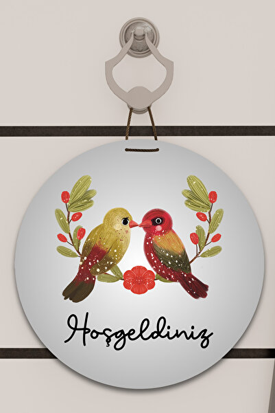 Dormot Home Imprimare digitală gri, model de păsări duble Ornament pentru ușă...