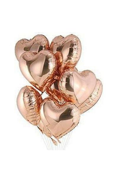 ATAKENT PARTİ Metallic Shiny Heart Balloon Foil Set of 5 18 Inch 35-40 cm