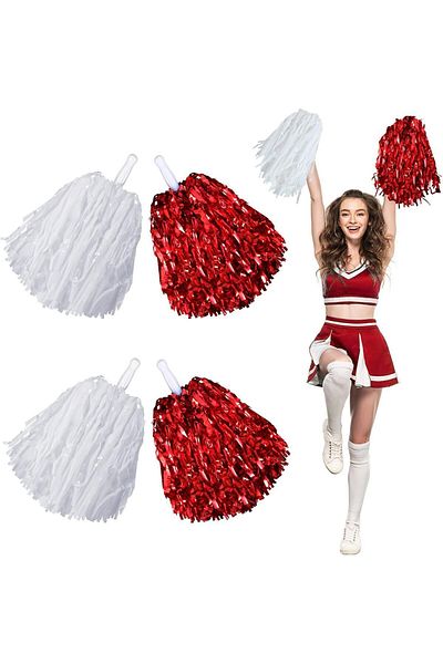 Zanzibar 1 Pair of Red Pompoms - Cheerleading Demonstration Pompom - April 23 Pompom