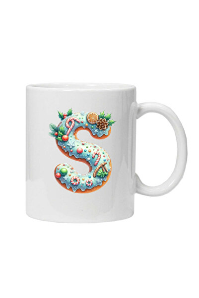 OEM Cana albă personalizată „literă inițială a numelui S”, INOVATIX®. 330 ml