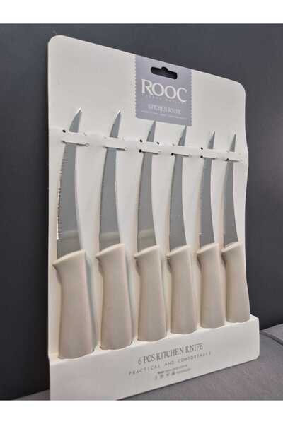 Rooc 6LI DİLİMLEME VE MEYVE BIÇAK SETİ GRİ ORTA BOY LAZER KESİM TIRTIKLI MEYVE BIÇAĞI
