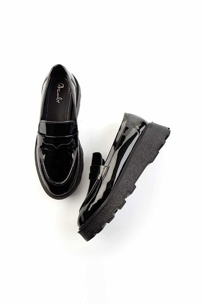 Bambi Loafer de damă din piele lacuită neagră - K 01327241008