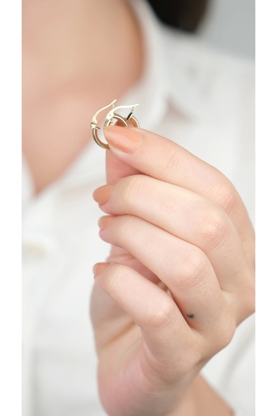 Arpaş 14 Ayar Altın Sade Oval Halka Küpe 912