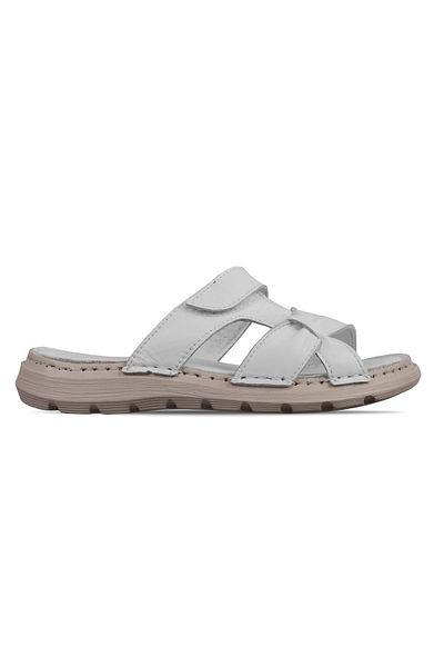 Lal Shoes & Bags Papuci de damă Vetebo din piele naturală cu velcro - alb