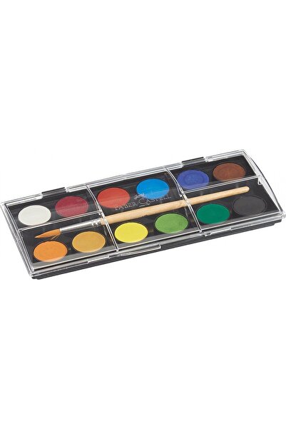 Faber Castell Suluboya 12 Renk, Küçük Boy, Parlak ve Örtücü Renkler, Kağıt Yüzeylere Uygun, Karışabilir