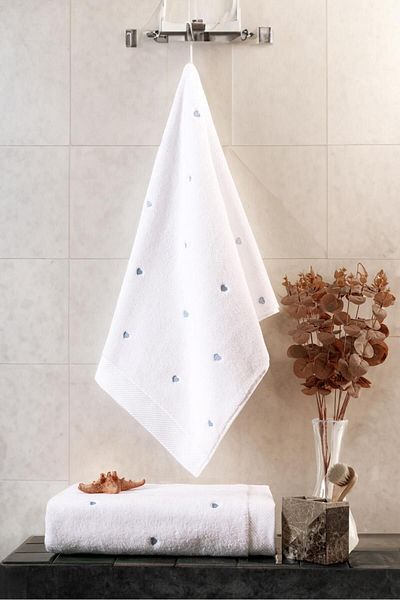 VAROL Set de baie din micro bumbac din seria Love cu detaliu de broderie