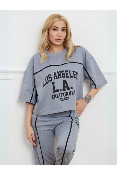 Rhythm Clothing Women's Casual Tracksuit Set with Text Printed and Stripe Detail, Comfortable Fit