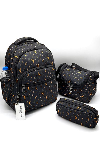ms mixxstore Rucsac pentru școală primară pentru bărbați, cu model de liliac, folie de culoare neagră, cu hrănire și suport pentru stilou