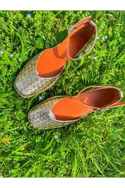 Butik Noble Shoes Genuine Leather Espadrille Silver Women Sandals