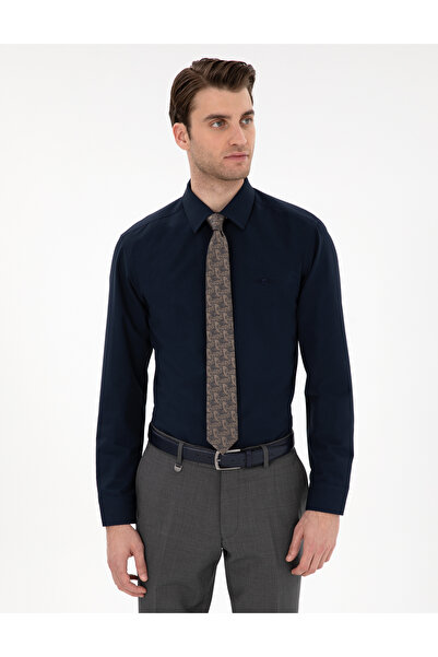 Pierre Cardin Lacivert Regular Fit Uzun Kollu Basic Gömlek 50307198-VR033