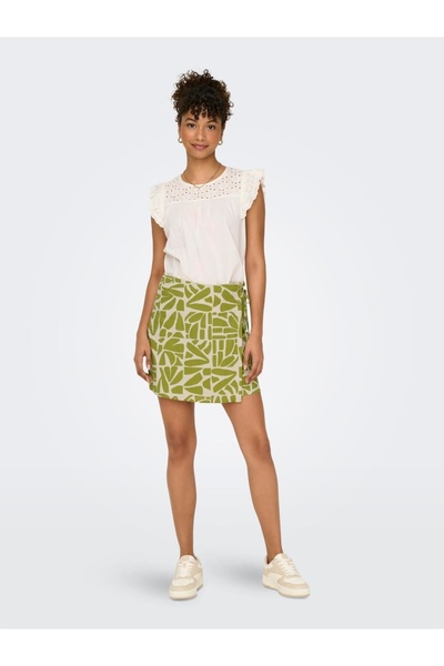 ONLY ONLDAHLIA LINEN SHORT SKIRT PTM Kadın Sarı Etek - 15318833