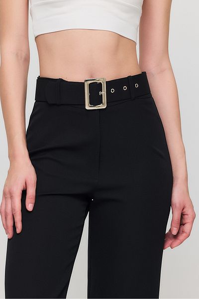 Ceylen Belt Detailed High Waist Palazzo Women's Trousers