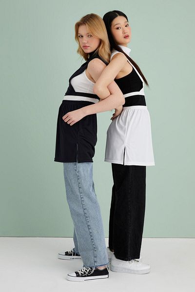 mirach 2-Pack Slit Inner Skirt Set - Black And White