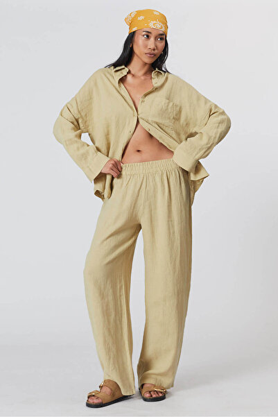 Beyyoglu %100 Keten Orta Bel Pantolon